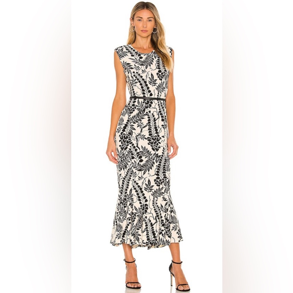 Elegant Black and Cream Floral Dress